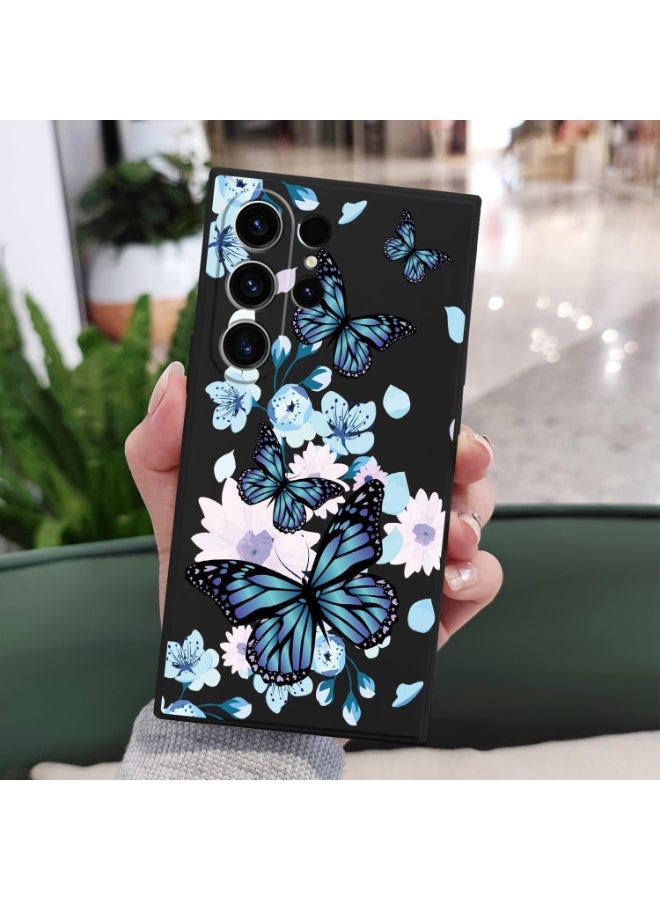for Samsung Galaxy S24 Ultra Case Creative Design Flower Pattern Slim Soft Silicone Protective for Galaxy S24 Ultra Cover - Aurora Butterfly Black - Image 5